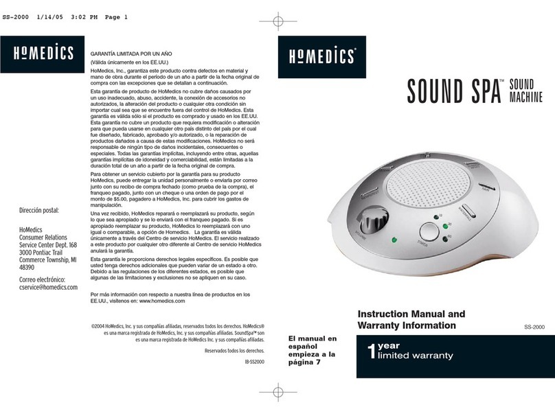 HoMedics SS-2000 Instruction manual and warranty
