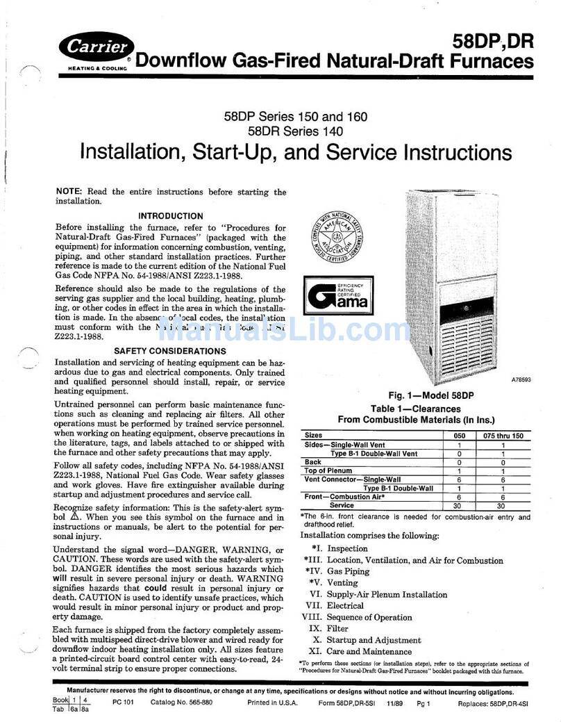 Carrier 58ADP Dimensions and installation guide Carrier 58ADP Dimensions and installation guide