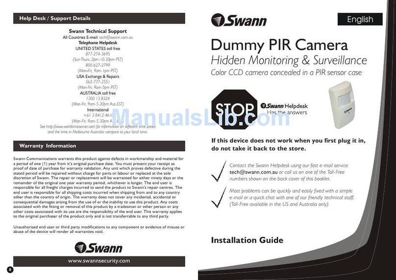 Swann Dummy PIR Camera User manual Swann Dummy PIR Camera User manual