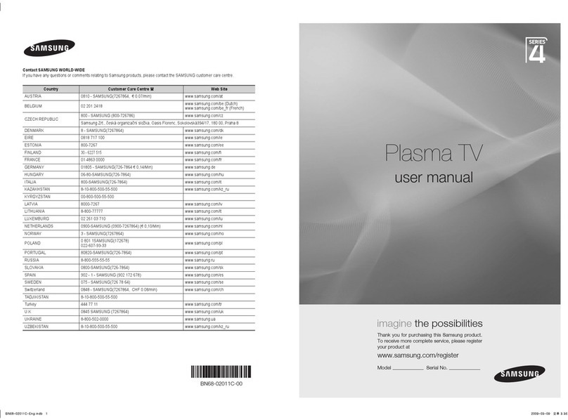 Samsung Plasma TV 4 Series User manual Samsung Plasma TV 4 Series User manual