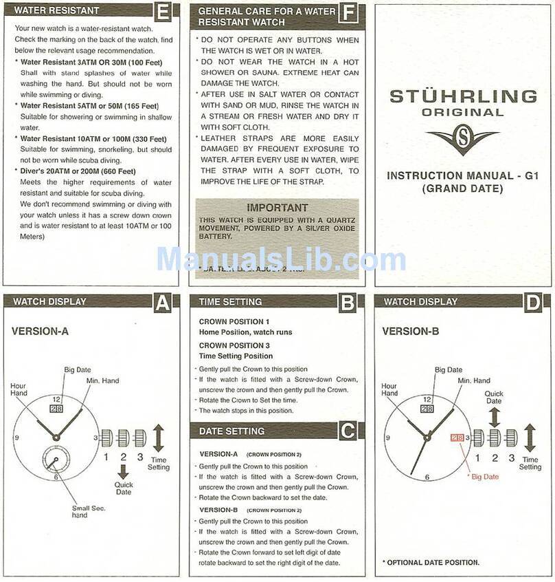 Stuhrling G1 instruction manual
