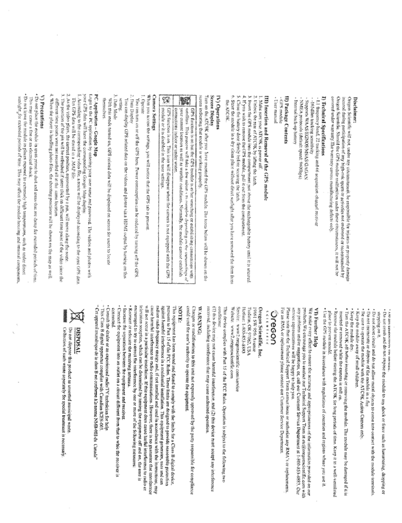 Oregon Scientific GPS-ATC9K User manual