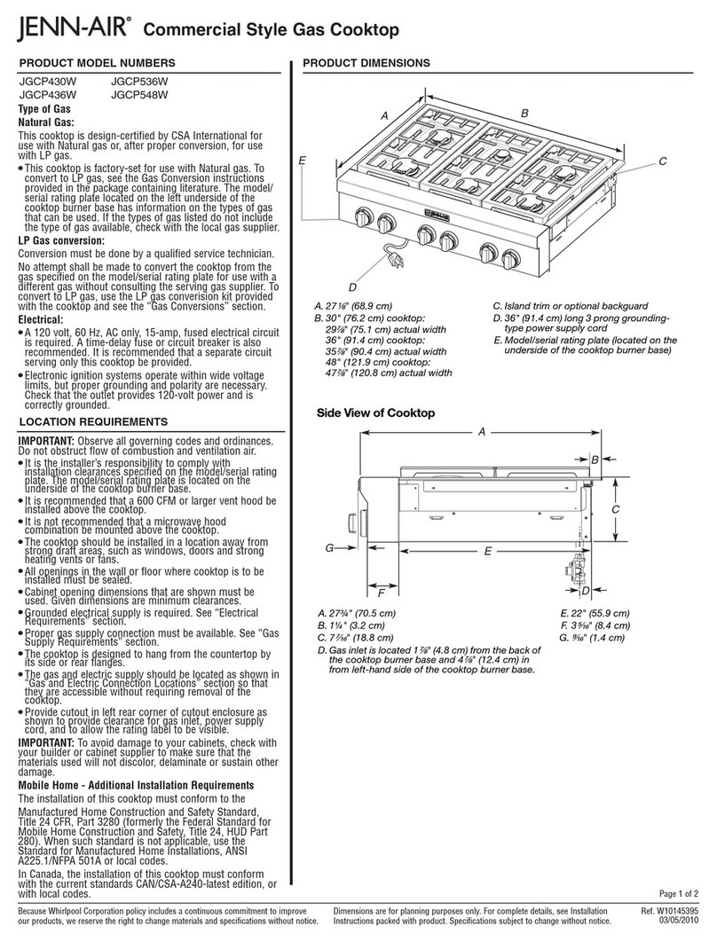 Jenn-Air JGCP430W Product dimensions