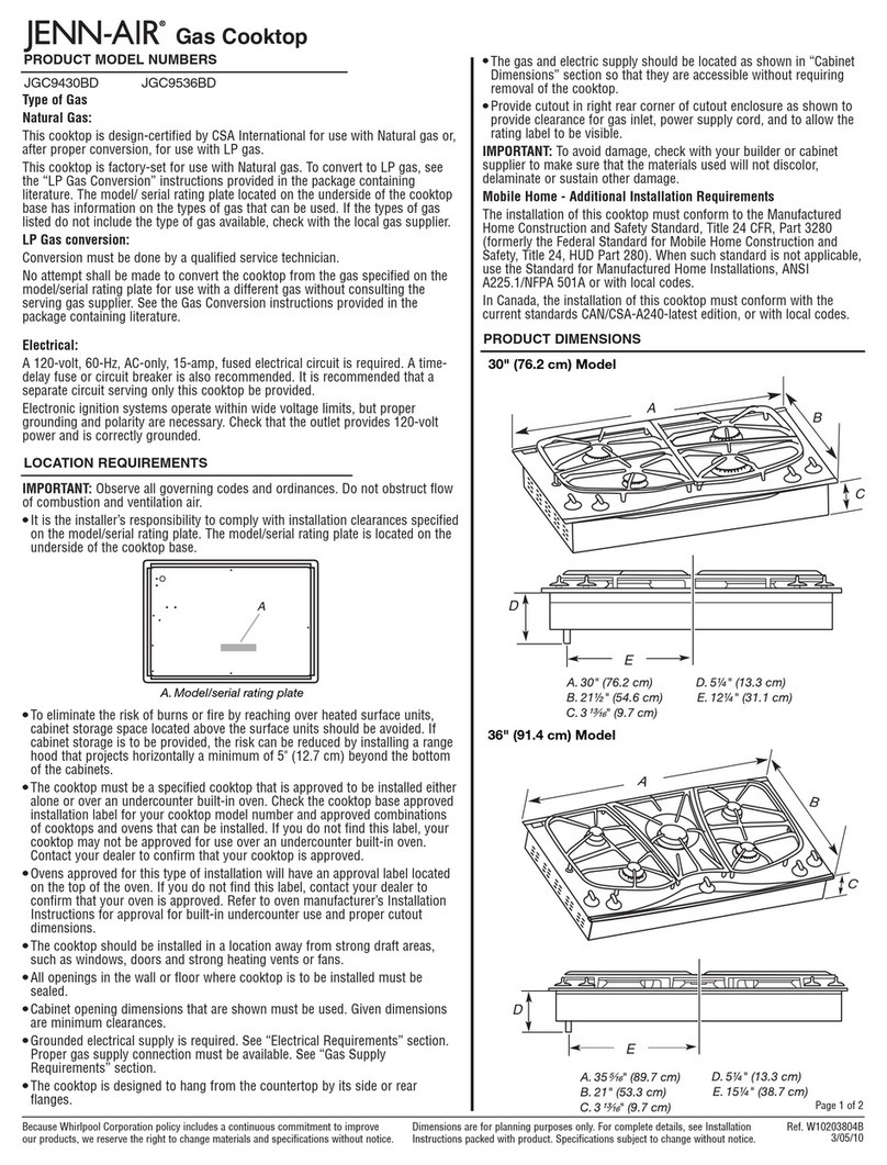 Jenn-Air JGC9430BD Parts list manual