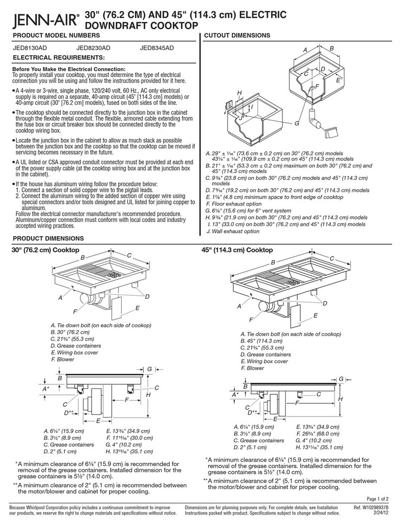 Jenn-Air JED8130AD Product dimensions Jenn-Air JED8130AD Product dimensions