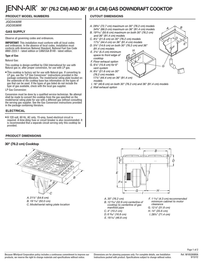 Jenn-Air JGD3430W Product dimensions