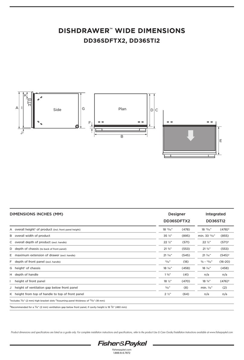 Fisher & Paykel DishDrawer DD36STI2 Product dimensions