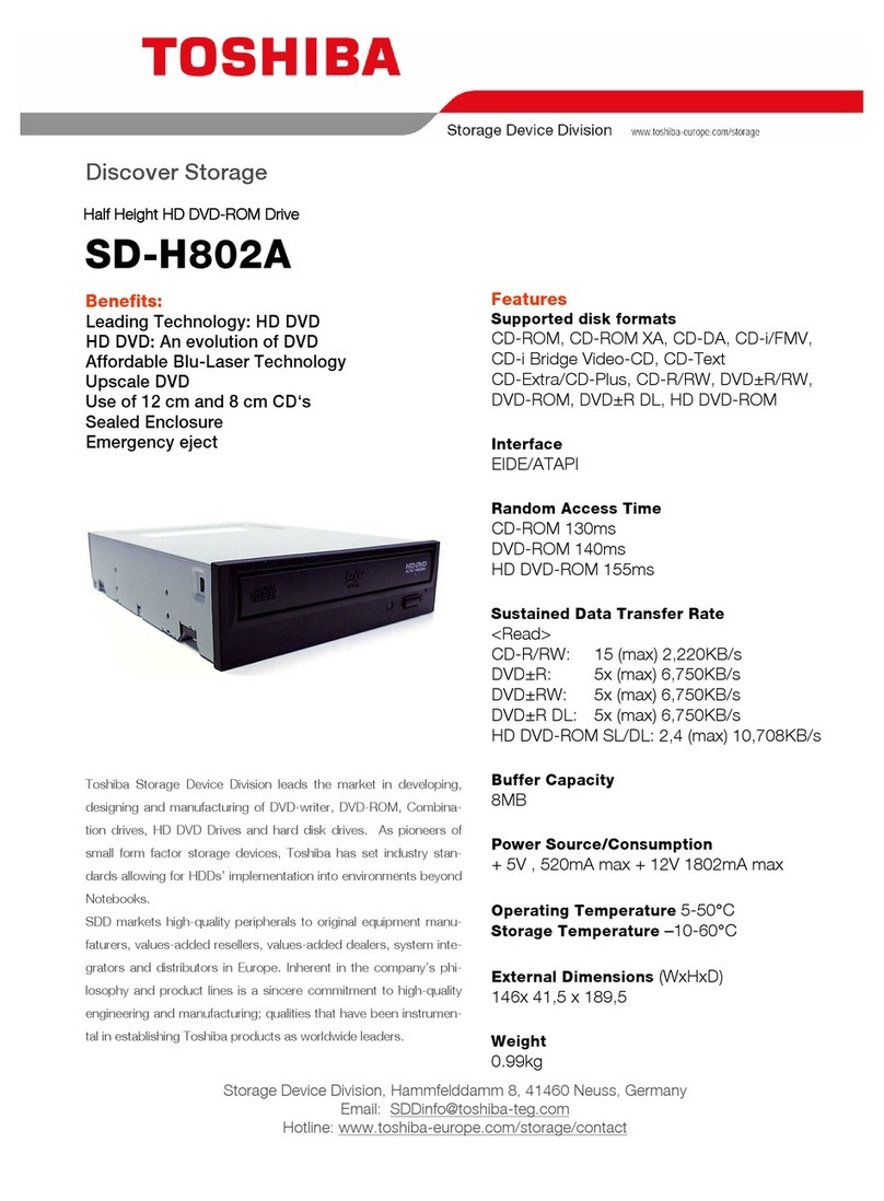 Toshiba H802A - SD - Disk Drive Specification sheet