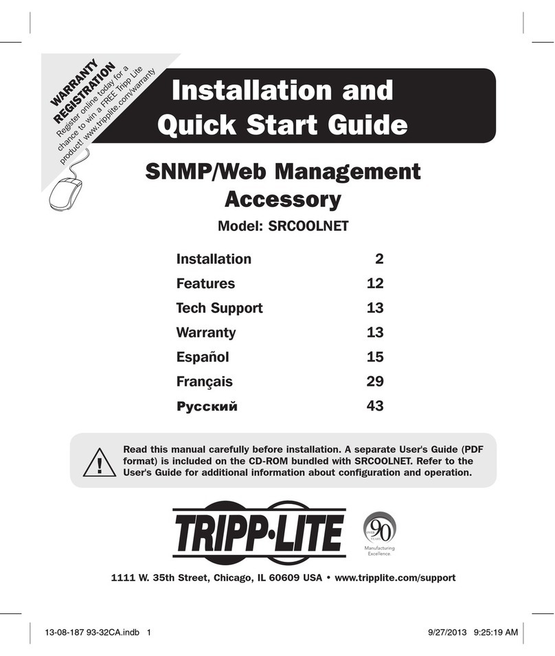 Tripp Lite SRCOOLNET Datasheet Tripp Lite SRCOOLNET Datasheet
