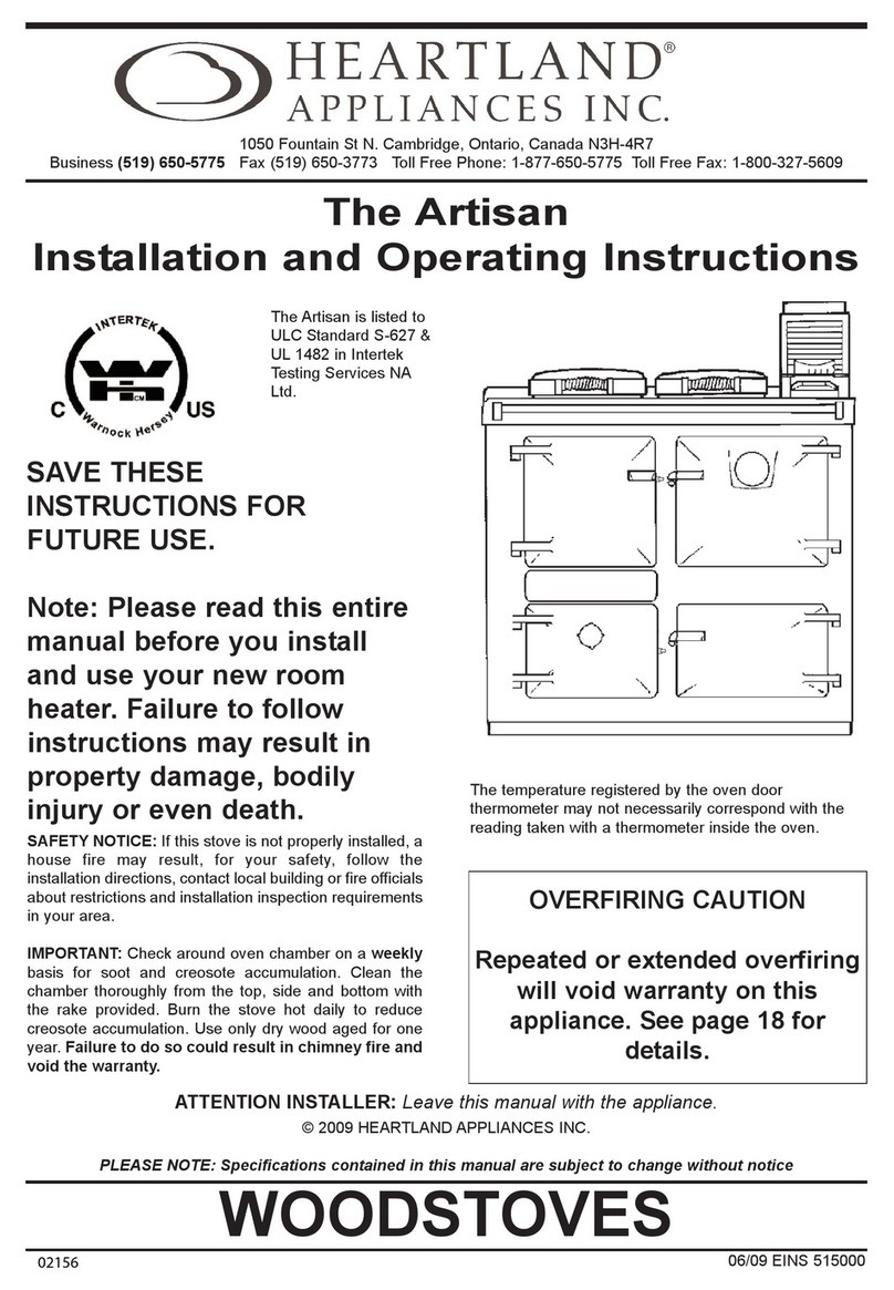 Heartland Artisan Installation and operating instructions