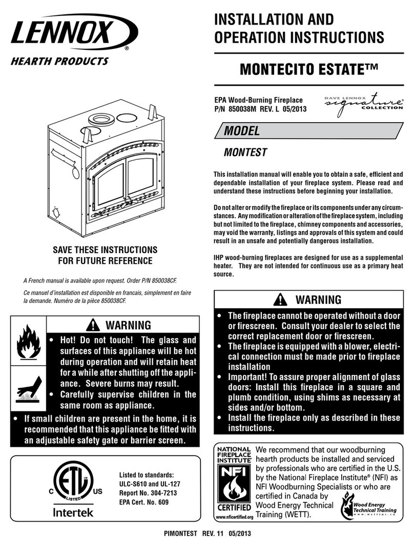 Lennox MONTECITO ESTATE MONTEST Installation and operation instructions Lennox MONTECITO ESTATE MONTEST Installation and operation instructions