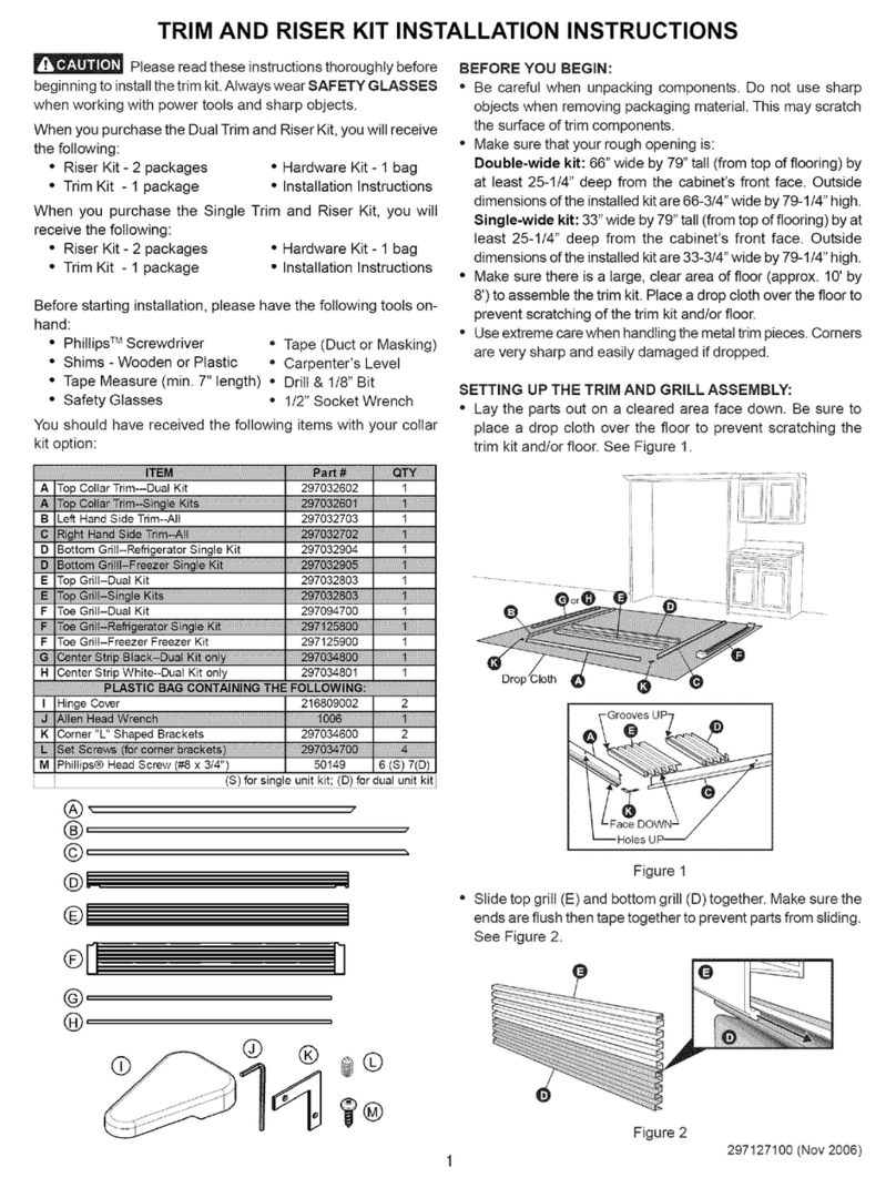 Kenmore TRIM AND RISER KIT User manual