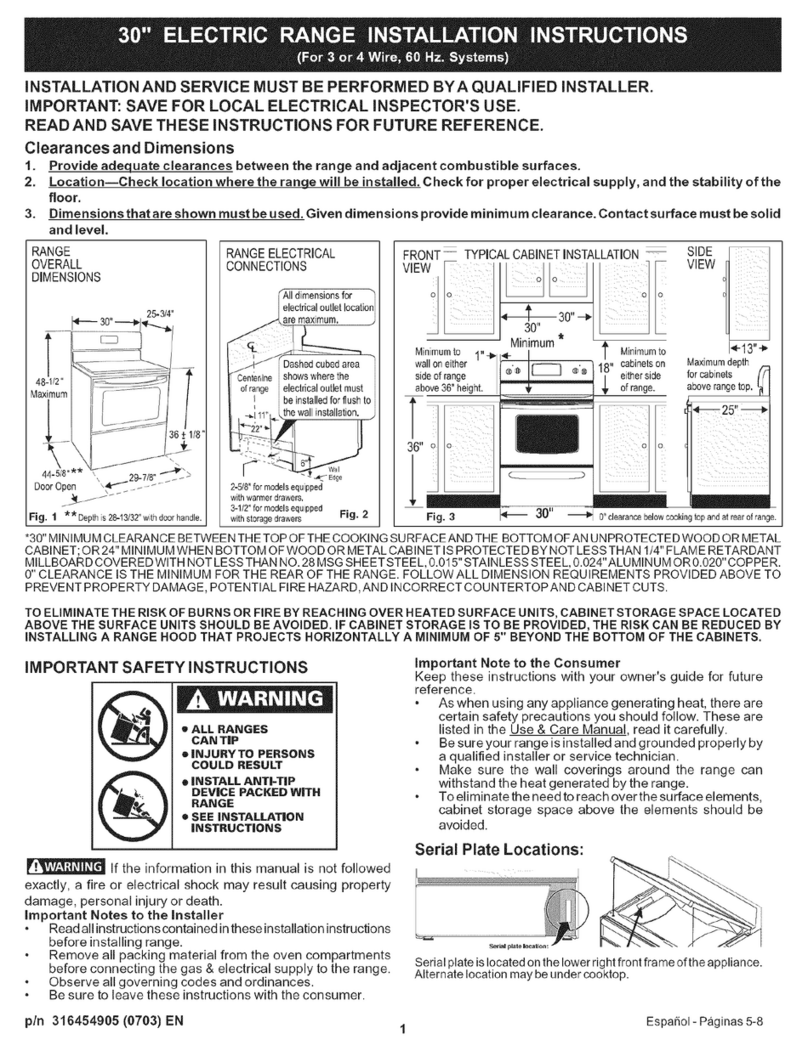 Kenmore 30" installation instructions