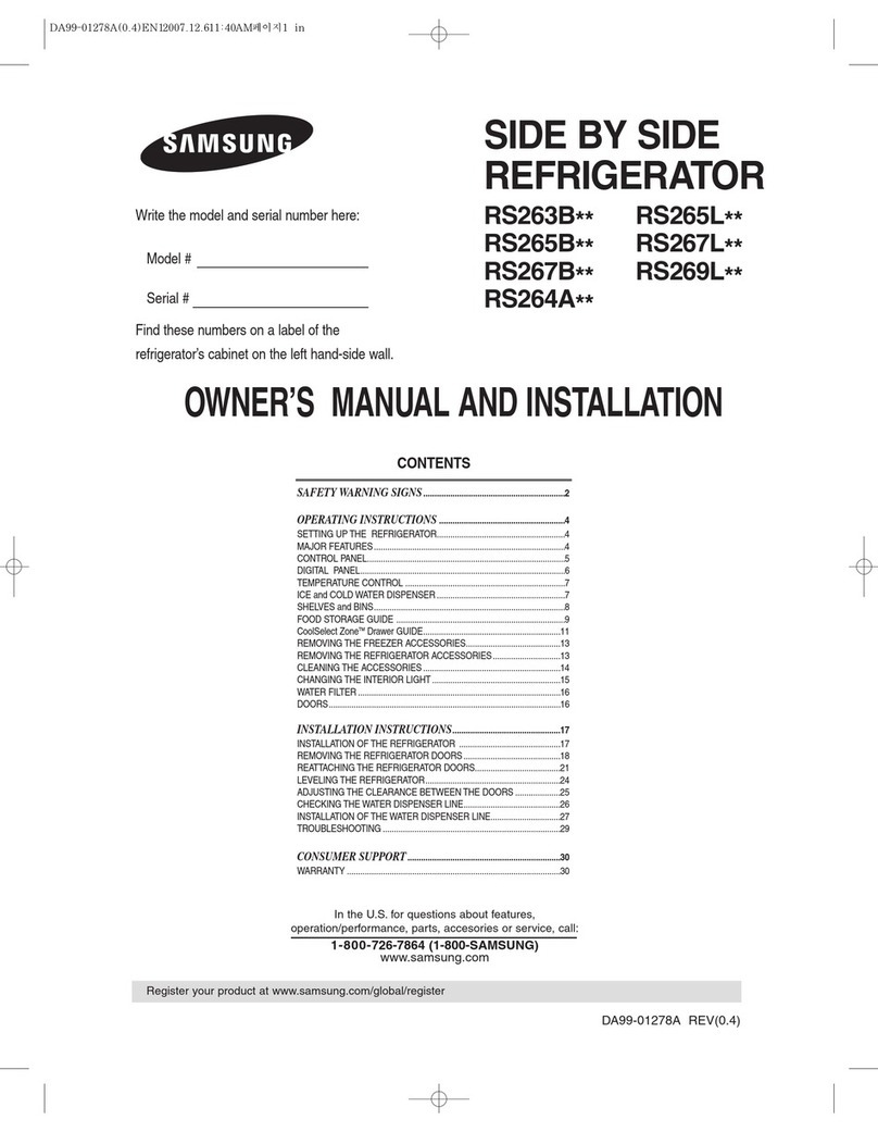 Samsung RS265L Series Safety guide