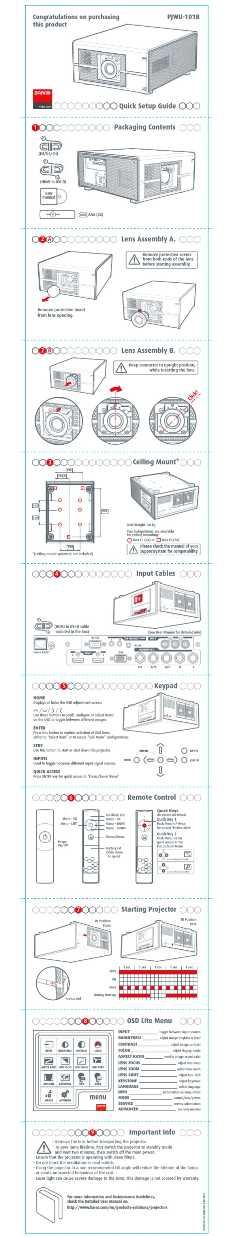 Barco PJWU-101B User manual