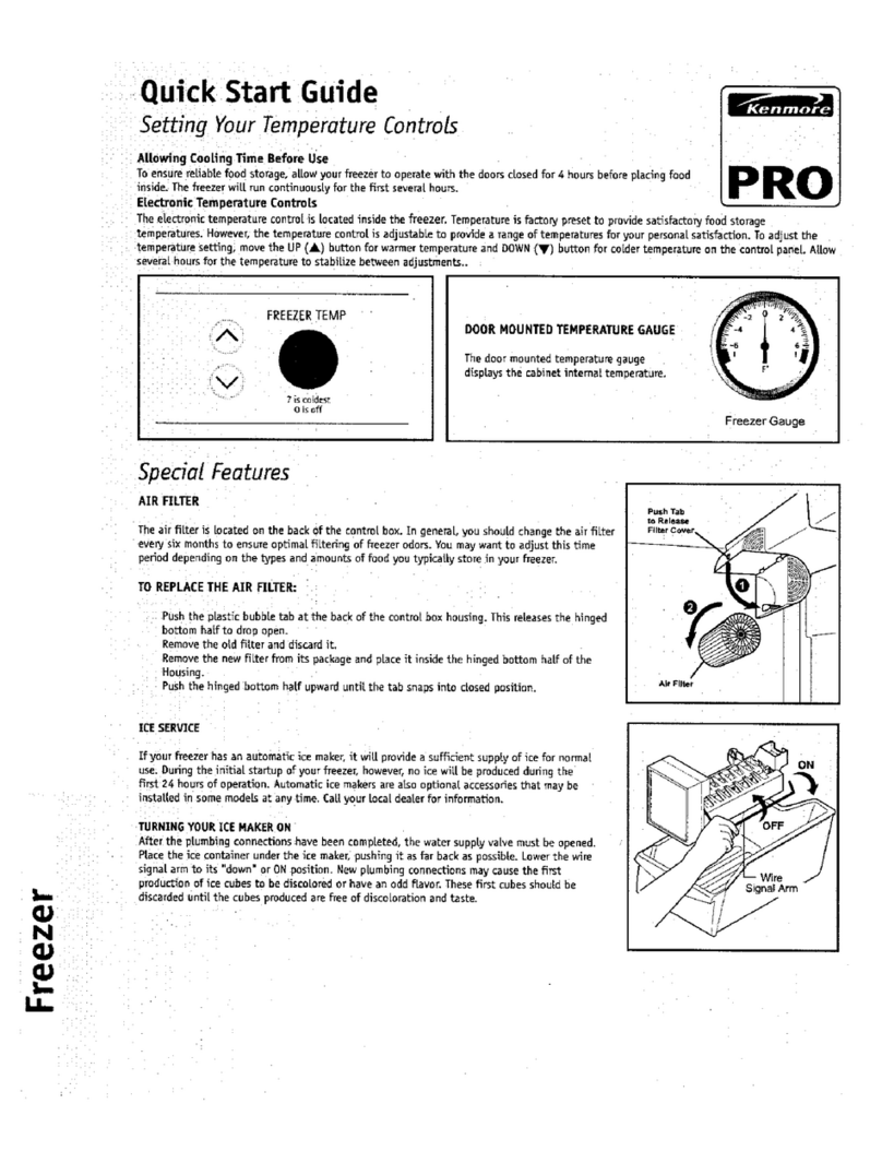 Kenmore Freezer quick start guide Kenmore Freezer quick start guide