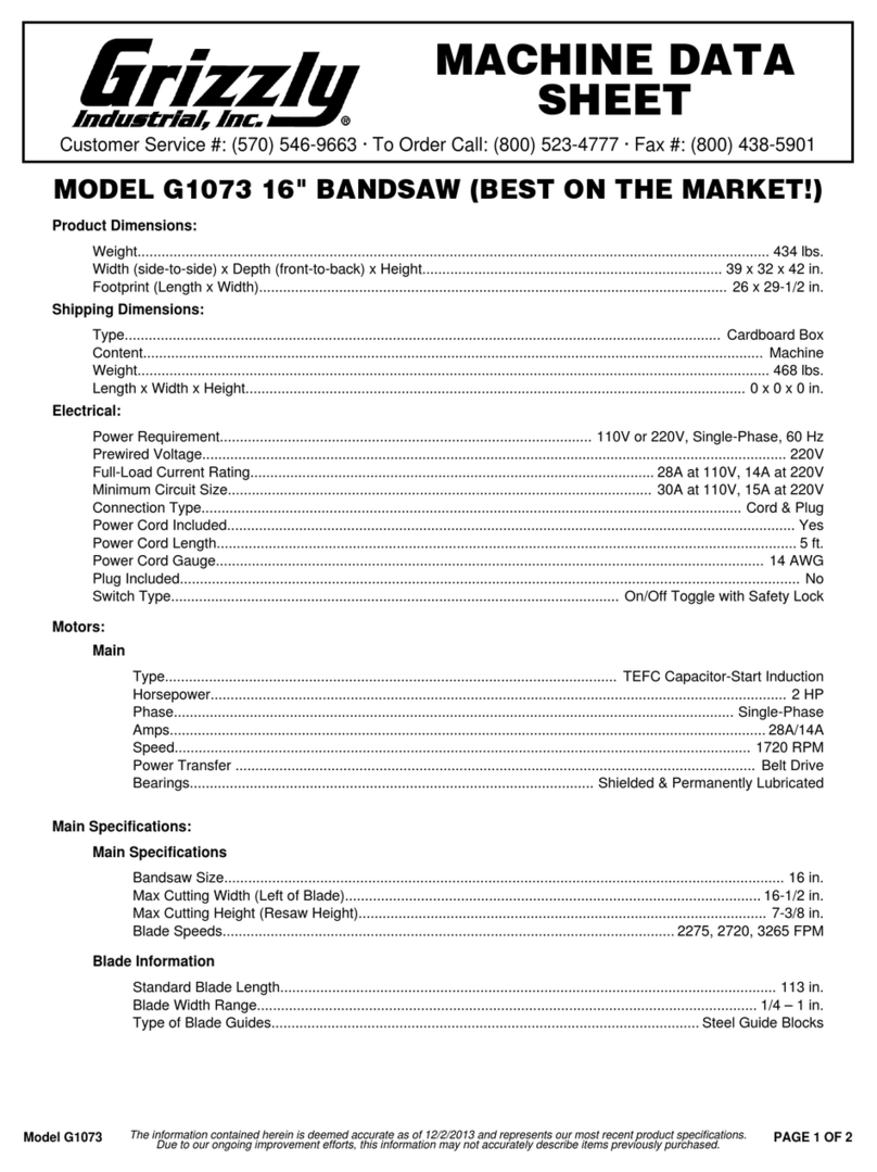 Grizzly G1073 User manual