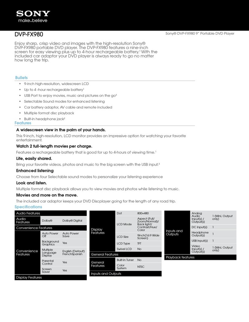 Sony DVP-FX980 Specification sheet