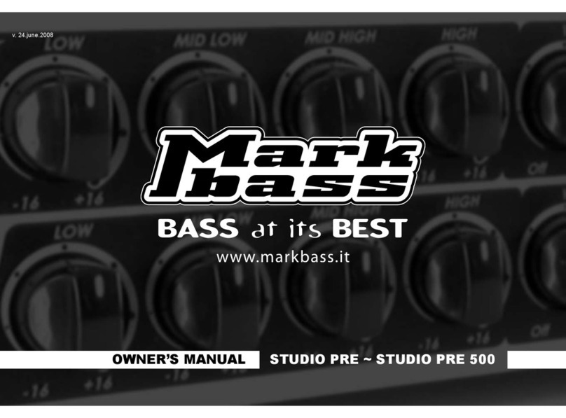 Mark Bass STUDIO PRE 500 owner's manual