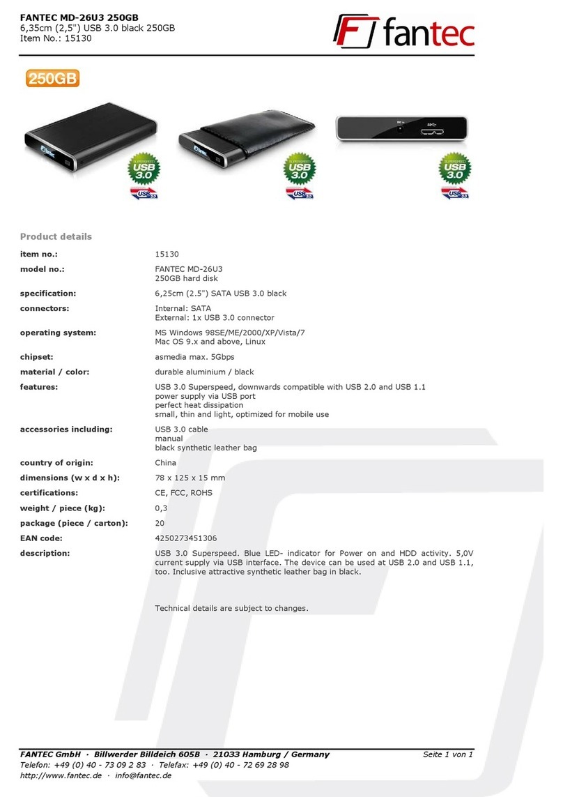 Fantec MD-26U3 250GB User manual Fantec MD-26U3 250GB User manual