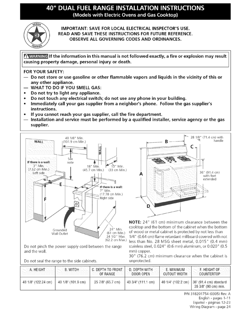 Kenmore 30" DUAL FUEL RANGE User manual
