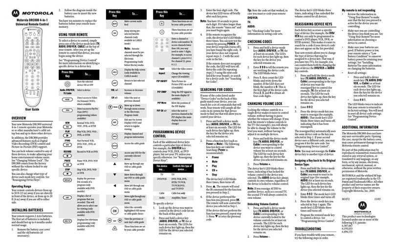Motorola DRC800 4-in-1 User manual