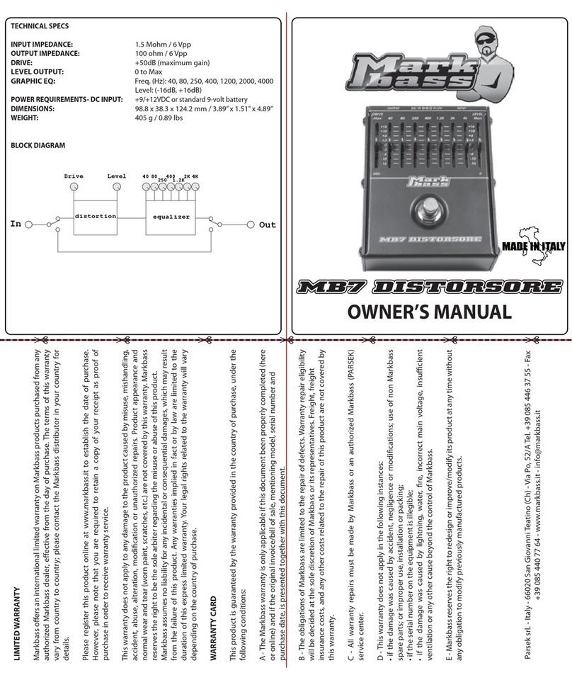 Mark Bass KCO273SS User manual