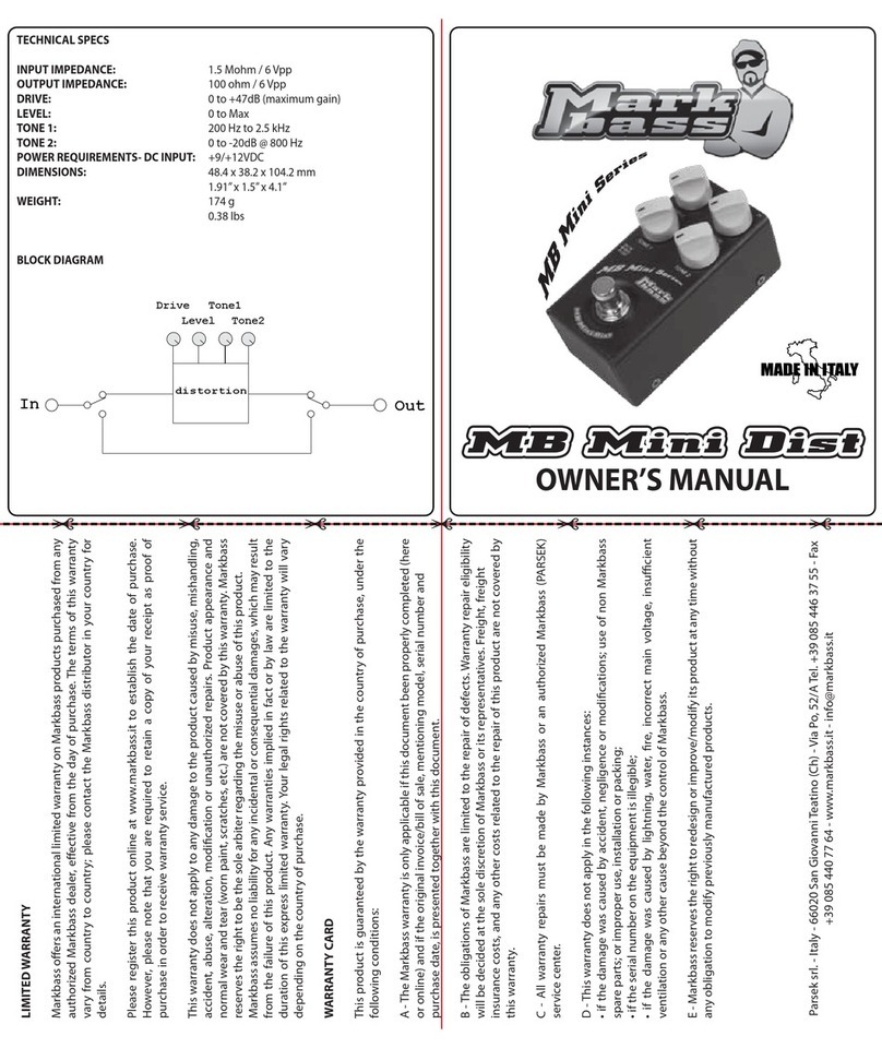 Mark Bass MB Mini Dist owner's manual