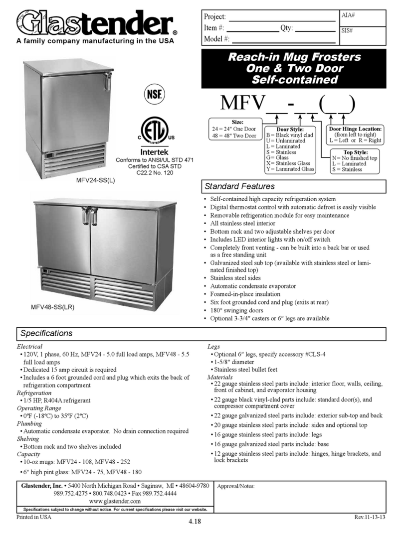 Glastender MFV24 Product features and specification