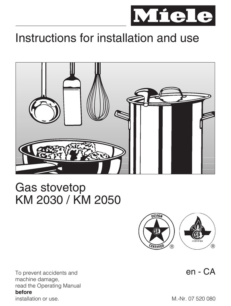 Miele KM 2050 Instructions for installation and use Miele KM 2050 Instructions for installation and use