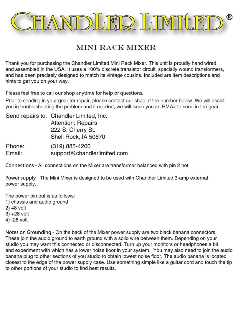 Chandler Limited Mini Rack Mixer Use and maintenance manual