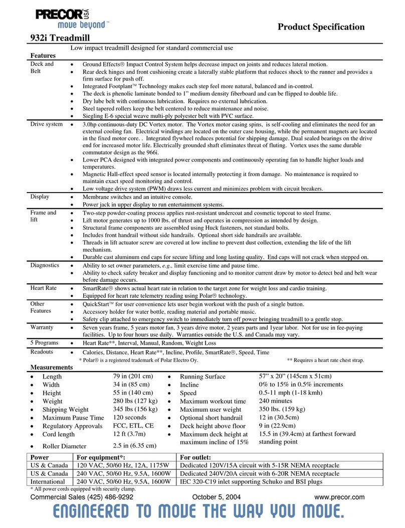 Precor Treadmills 932i Owner's manual
