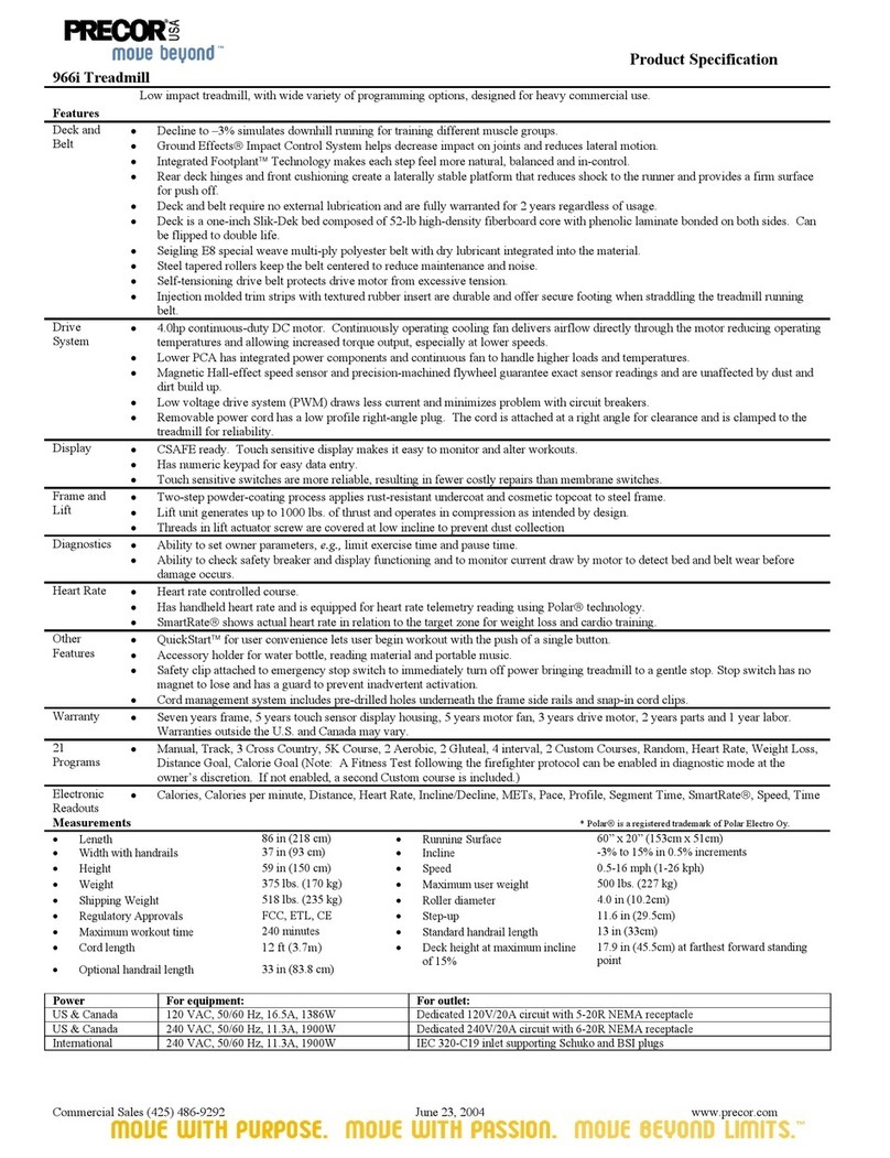 Precor Move Beyond 966i Owner's manual