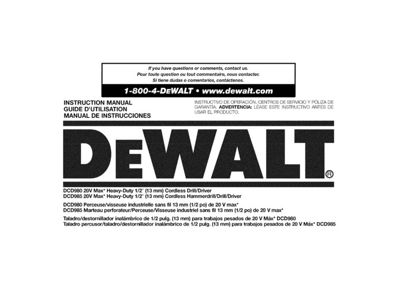 DeWalt XR LI-ION DCD980 User manual DeWalt XR LI-ION DCD980 User manual