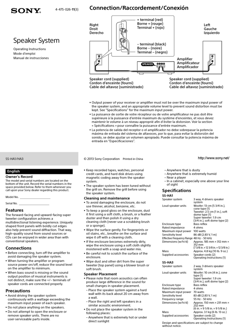 Sony SS-HA1 User manual