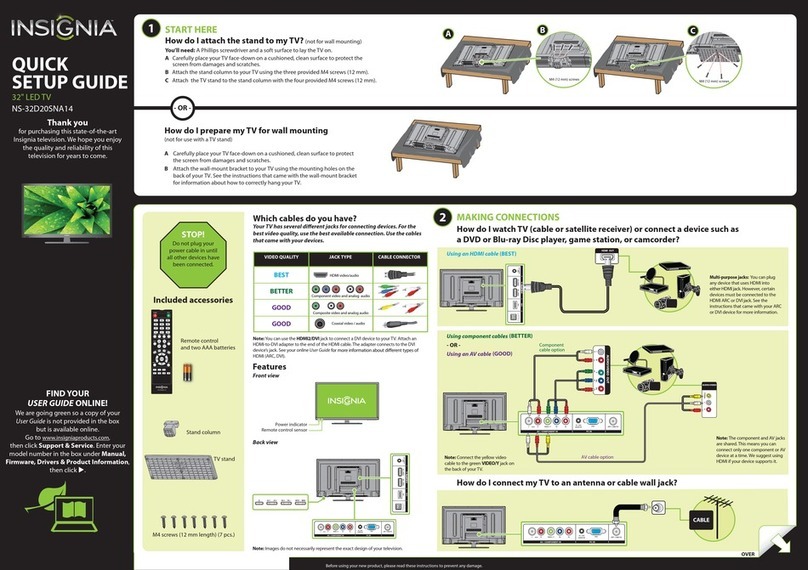 Insignia NS-32D20SNA14 Quick setup guide