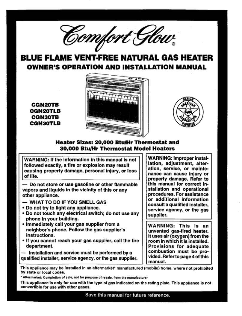 Comfort Glow CGN20TB Quick start guide Comfort Glow CGN20TB Quick start guide