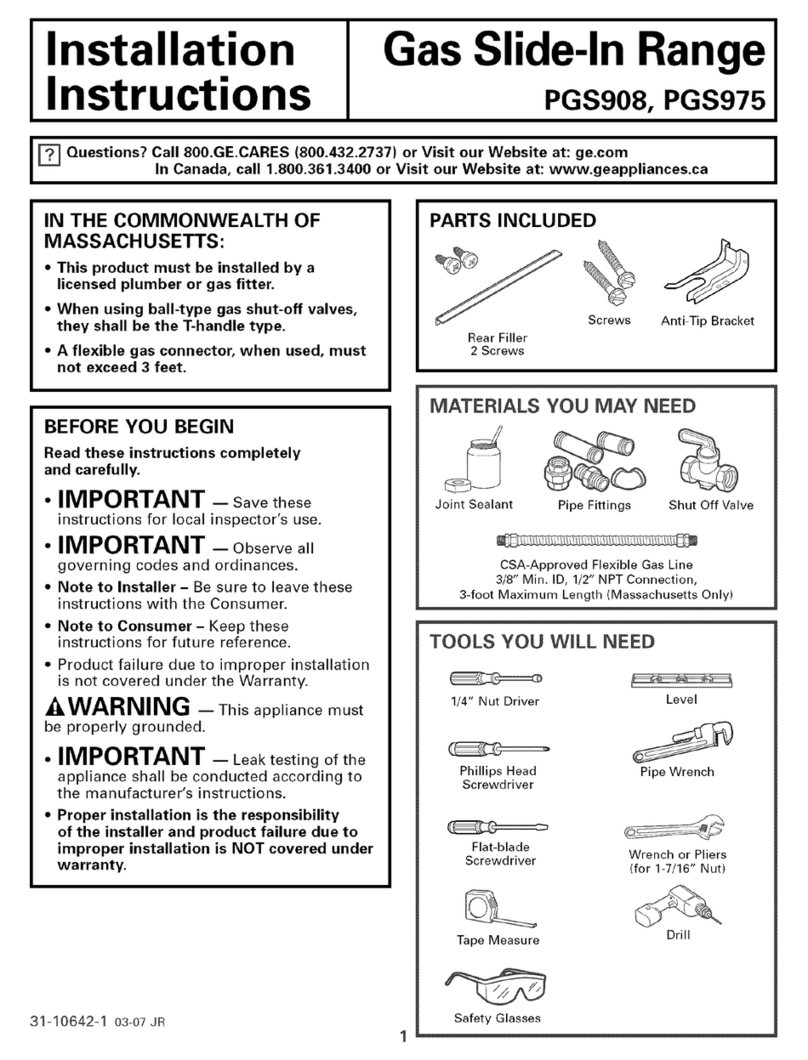 GE Profile PGS908 User manual