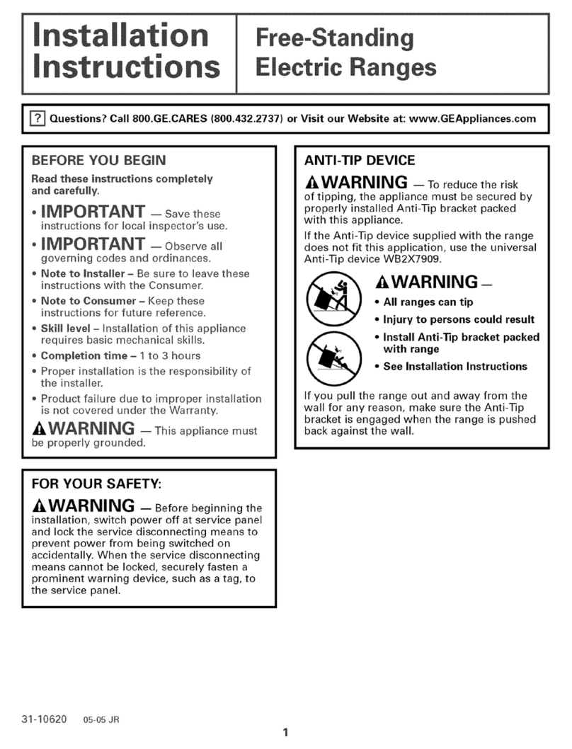 GE Free-Standing Electric Range User manual