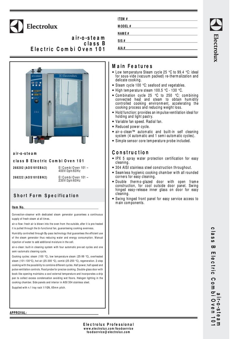 Electrolux air-o-steam class B Electric Combi Oven 101 Short form specification