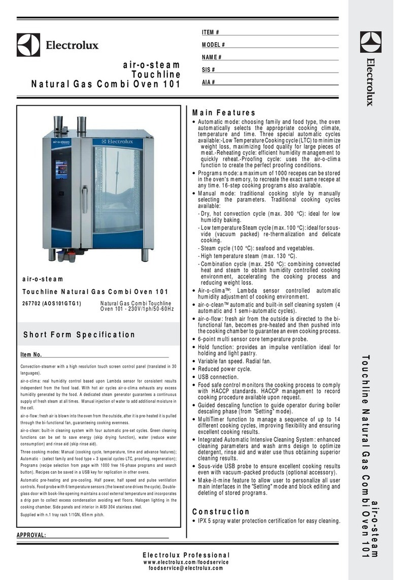 Electrolux air-o-steam Touchline Natural Gas Combi Oven... Short form specification