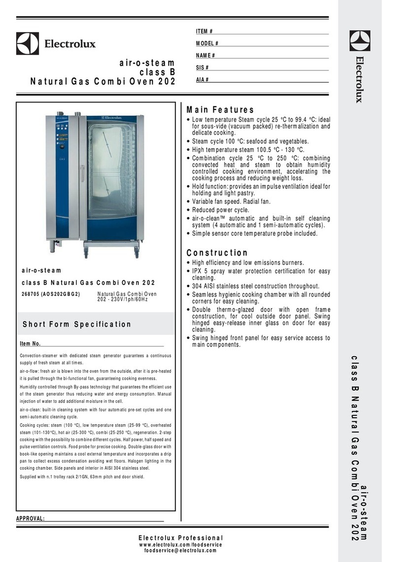 Electrolux air-o-steam class B Natural Gas Combi Oven... Specification sheet