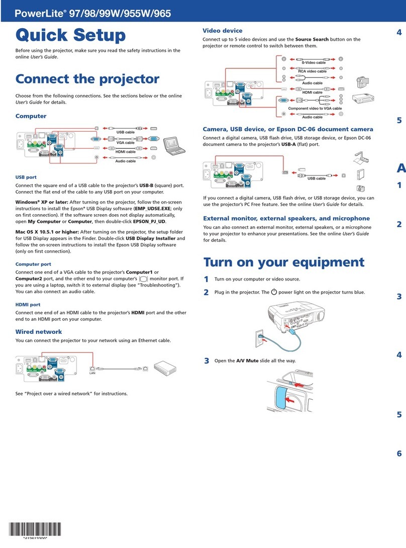 Epson PowerLite 955W Specification sheet
