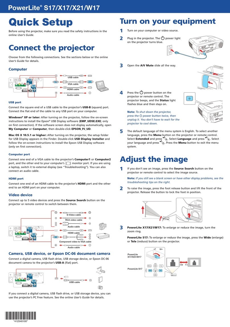 Epson PowerLite S17 Specification sheet