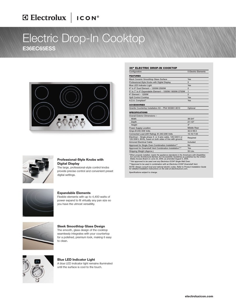 Electrolux E36EC65ESS - Icon 36"Drop-in Electric... Specifications
