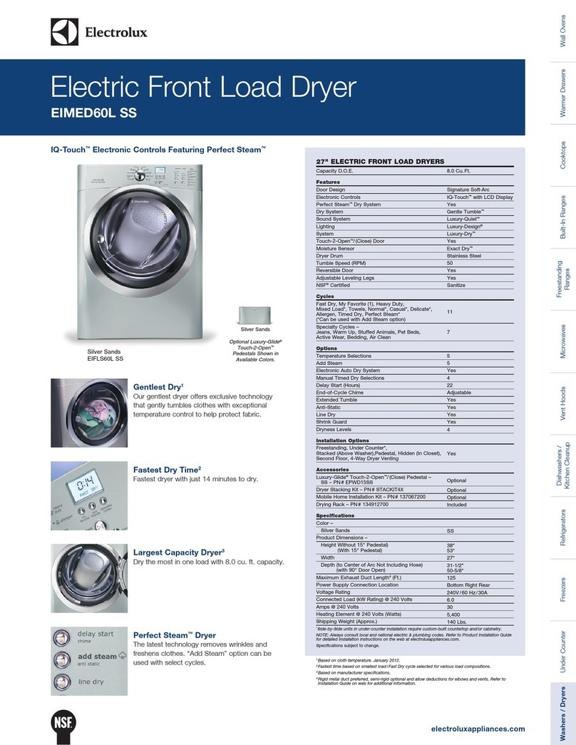 Electrolux EIMED60LSS Specifications