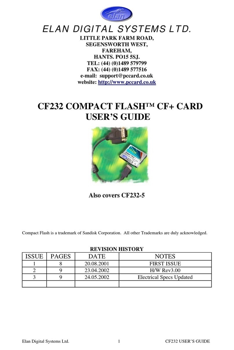 Elan CF232 Compact Flash CF+ PC Card CF232-5 user guide