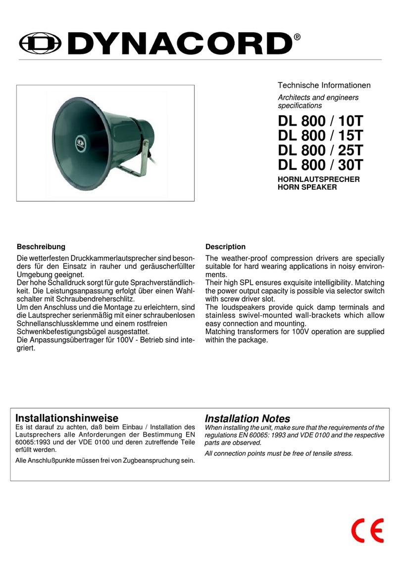 Dynacord Horn speaker DL 800 / 10T technical information