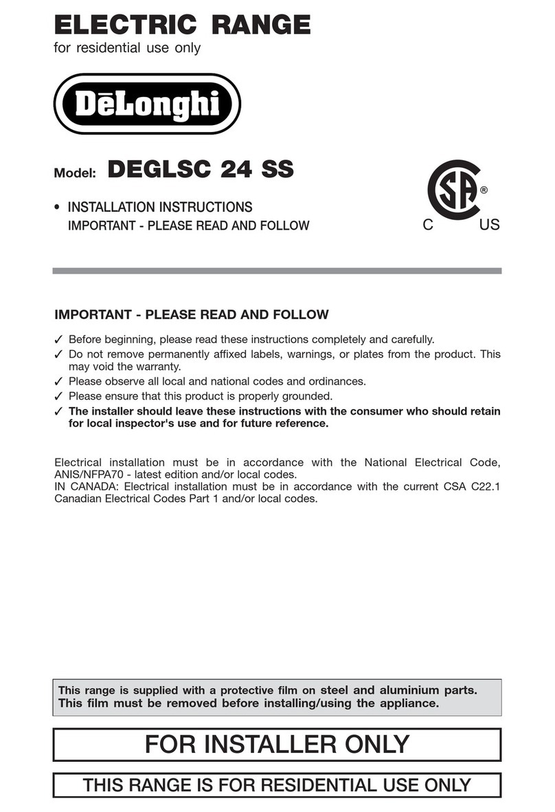 DeLonghi Electric Range DEGLSC 24 SS User manual DeLonghi Electric Range DEGLSC 24 SS User manual