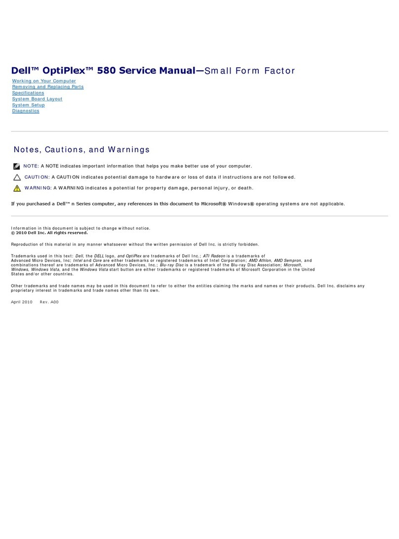 Dell OptiPlex 580 - Small Form Factor User manual Dell OptiPlex 580 - Small Form Factor User manual